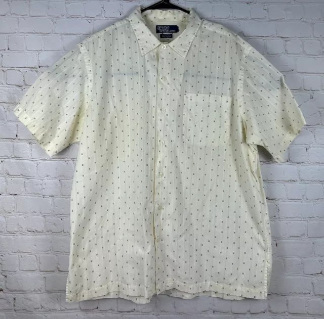 VTG Polo Ralph Lauren Clayton Men's Short Sleeve Cotton Hawaiian Camp Shirt XL
