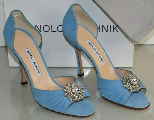 NUOVO MANOLO BLAHNIK Sedaraby 105 Blu Cristallo Jeweled Scarpe da Sposa Pompa 40 EUR 556 08 PicClick IT