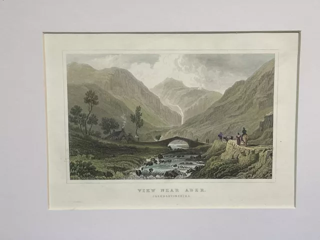 Aber View Near Caernarvonshire, Gastineau - Hand Coloured - Antique Print c1831