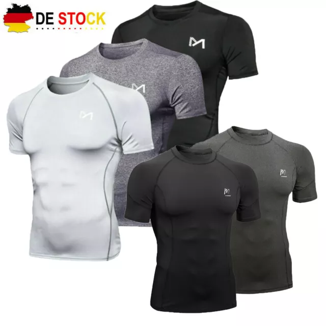 Herren Kompressions T-Shirt Kurzarm Tops Funktionsshirt Sport Fitness Untershirt