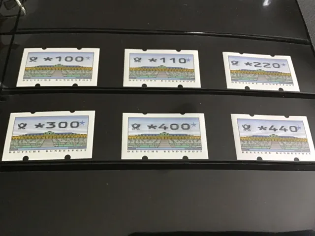 BUND - Automatenmarken ATM 2.2.3 VS2 DM-Wert postfrisch 6 Werte 100-440 Pfennig