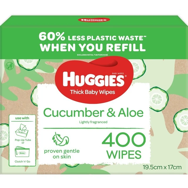 HUGGIES Baby Wipes Cucumber and Aloe Vera Baby Wipes, 400 Wipes