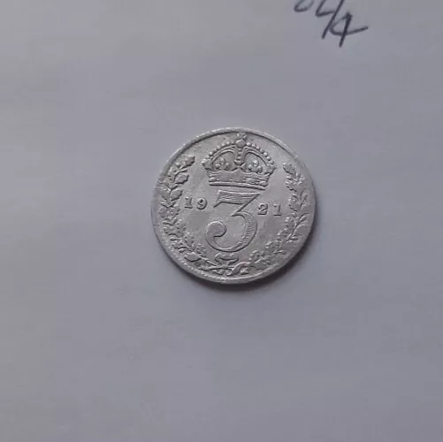 1921 King George V Silver Threepence Coin Good Grade Coin 3p 3d Three pence