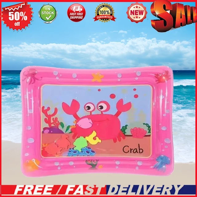 Animal Water Mat PVC Baby Water Play Mat Double Edge for Activity (Crab)