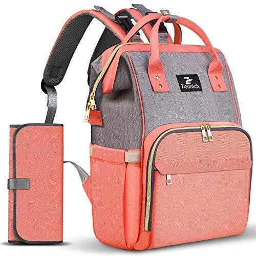 Diaper Bag Backpack, Multifunction Waterproof Nappy Travel Bags with Pink