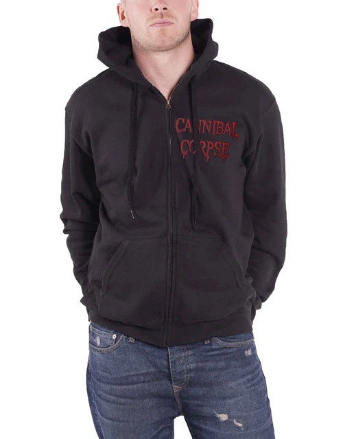 Official Mens Cannibal Corpse Hoodie Red Before Black band logo Black Zipped