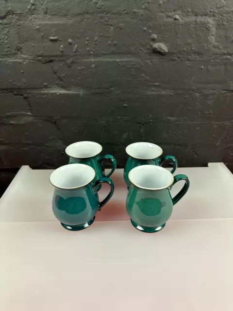 4 x Denby Greenwich Craftman's Tea Coffee Mugs 10.5 cm High Set