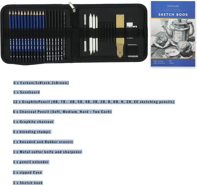 PRITOK Lot De 33 Crayons à Dessin Professionnels Pour Artistes