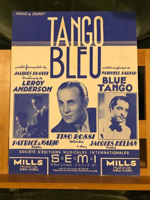 Leroy Anderson Tango bleu partition chant piano Tino Rossi éditions SEM