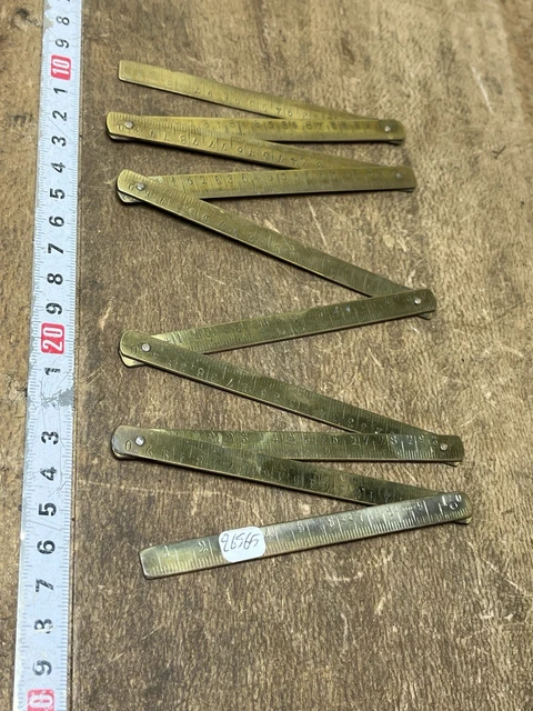 Ancien Mètre Pliant En Laiton - Instrument De Mesure 1800-1899