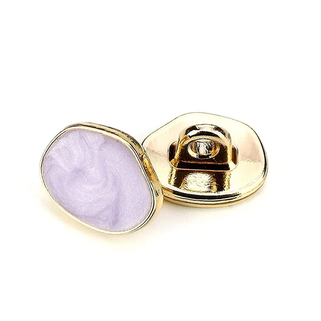 Purple Small Gravel Shape Enamel Layer Metal Base Sewing Shank Buttons 20 Pcs