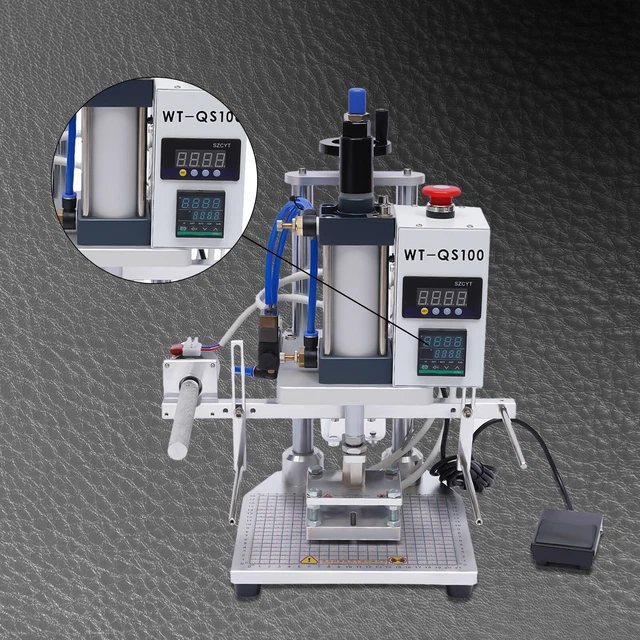 Air Operated Hot Foil Stamping Machine Leather PU PVC Logo Press 80*100mm 500W