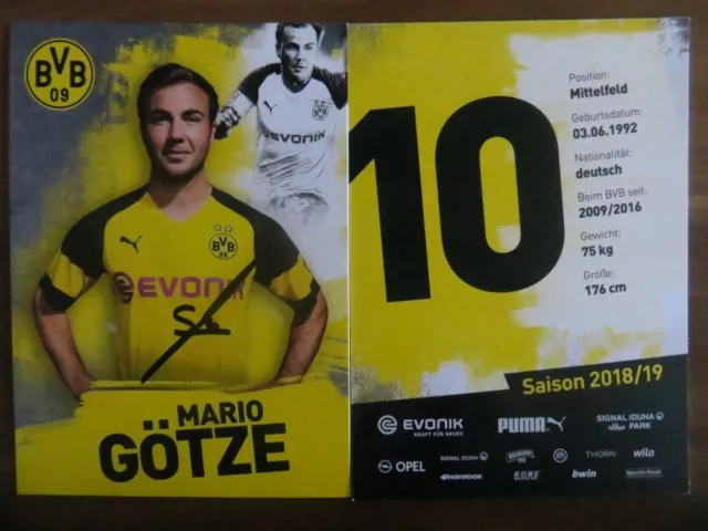 Handsignierte Autogrammkarte *MARIO GÖTZE* Borussia Dortmund BVB 18/19 2018/2019