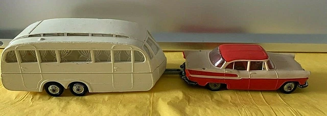 Simca Chambord Et Caravane Norev 1/43 – Bordeaux/Crème – Made In France – état Parfait