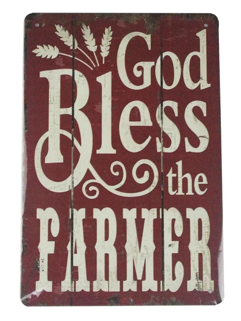 God Bless the Farmer tin metal sign room design ideas for bedrooms
