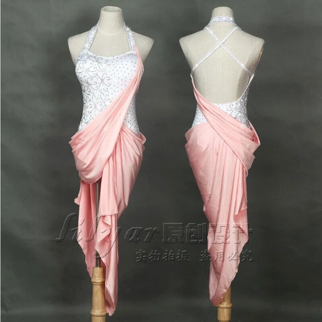 Latin Dance Skirt Competition Performance Skirt Pink Flash Diamond Dance Skirt