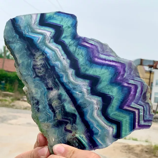 1.4LB Natural beautiful Rainbow Fluorite Crystal Rough stone specimens cure