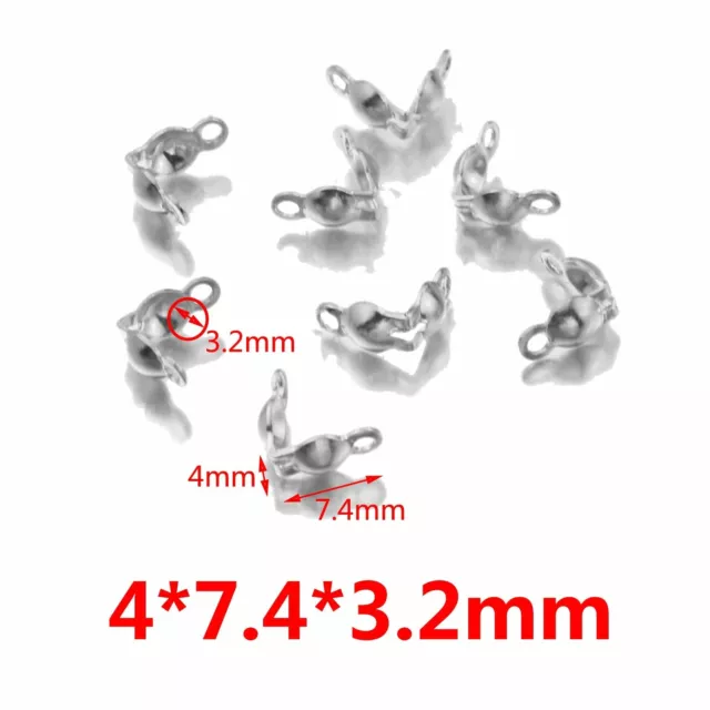 50pcs/lot Stainless Steel Ball Clasps Calotte End Crimps Beads Jewelry Making Su