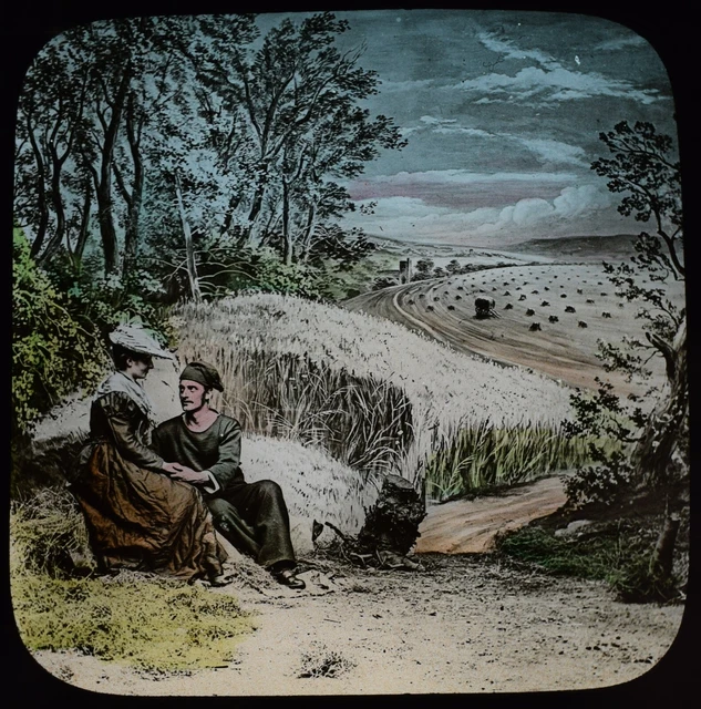 COLOUR Magic Lantern Slide ENOCH ARDEN BY TENNYSON NO3 C1890 PHOTO VICTORIANS
