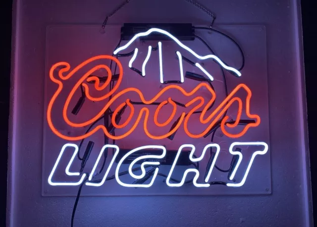 Coors Light Mountain Beer Acrylic 20"x16" Neon Sign Lamp Bar Pub Open Wall Decor