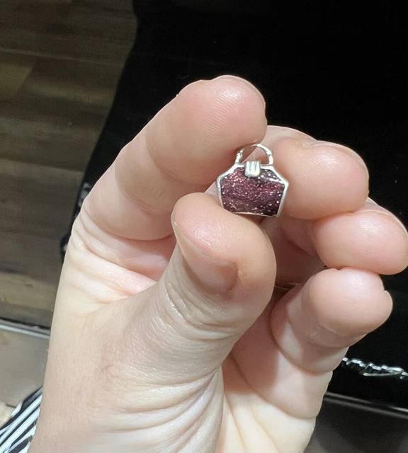 Chamilia 925 Sterling Silver Purse/ Handbag Bead Charm Red Burgundy Glitter