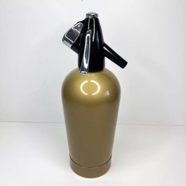 Gold Seltzer Bottle Mid-Century Sparklets Limited Made In England SCI/Z/K