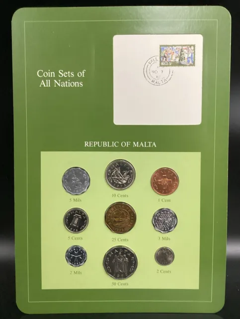 Franklin Mint coin sets of all nations card Republic of Malta Unc
