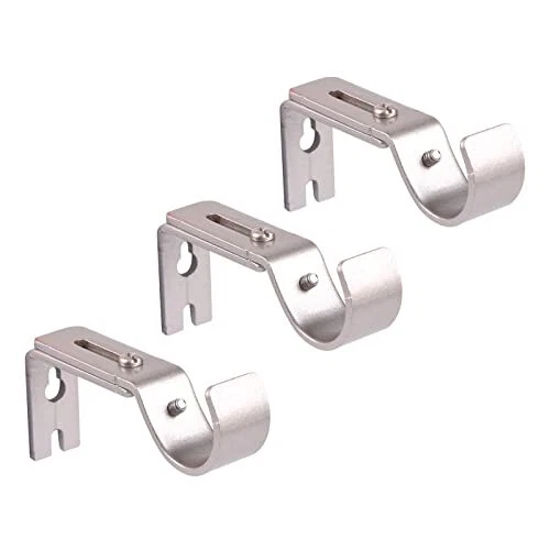 Adjustable Curtain Rod Bracket Hooks Satin Nickel 3