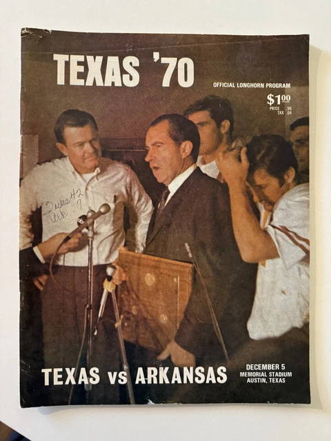 1970 Texas Longhorns Vs Arkansas Razorbacks Swc Football Program