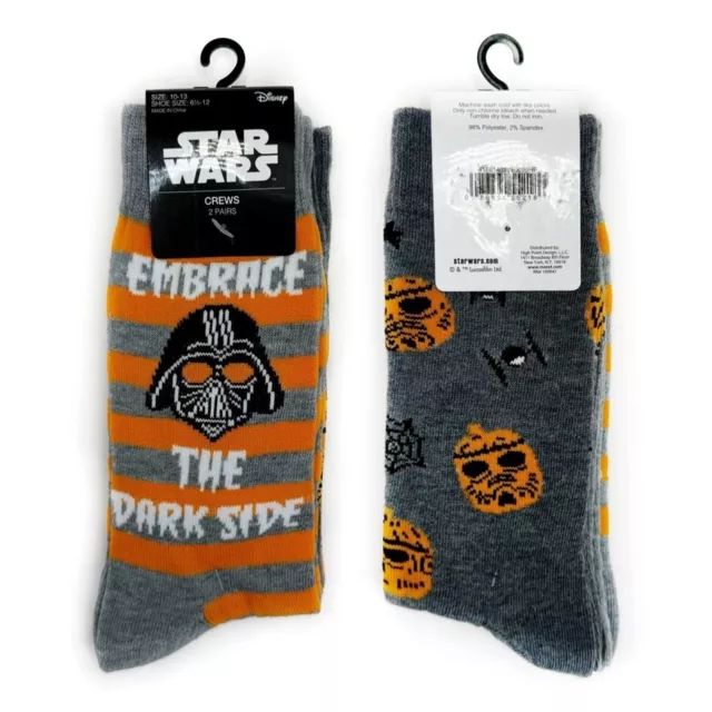 Disney Star Wars Crew Socks Darth Vader Storm Trooper Pumpkins Tie Fighter Gift