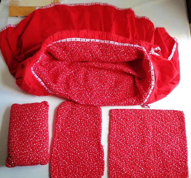 VTG 1967 Baby Doll Lot Red Bedding Skirt Pillow Stroller Buggy Carriage Bassinet VTG 1967 Baby Doll Lot Red Bedding Skirt Pillow Stroller Buggy Carriage Bassinet