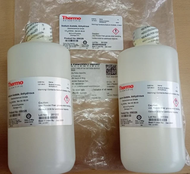 Thermo Sodium acetate ,anhydrous Electrochemical Grade 82 gm 2 bottle P/N 059326