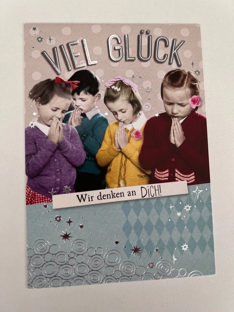 POSTKARTE GLÜCKWUNSCHKARTE Viel Glück wir denken an dich EUR 2,95