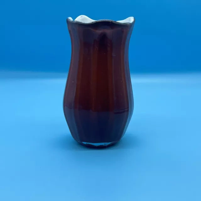 Heavy Ceramic Glazed Brown / Red Vase