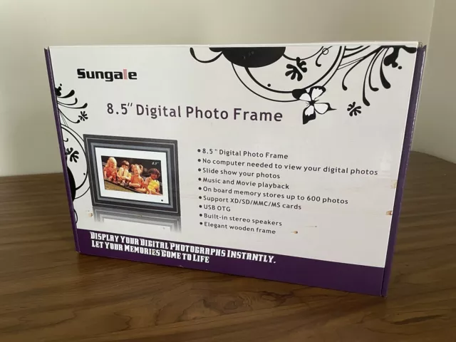 New in Box Sungale 8.5” Digital Photo Frame Model AA850 Music Movies & More