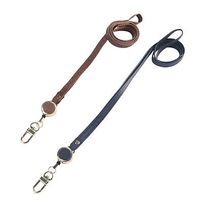 2pcs Retractable PU Leather Neck Lanyard Keychain for Key Card ID Badge Holder