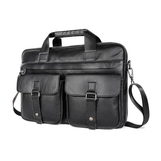 Genuine Vintage Mens Leather Bag Large Messenger Shoulder Laptop Bag Briefcase