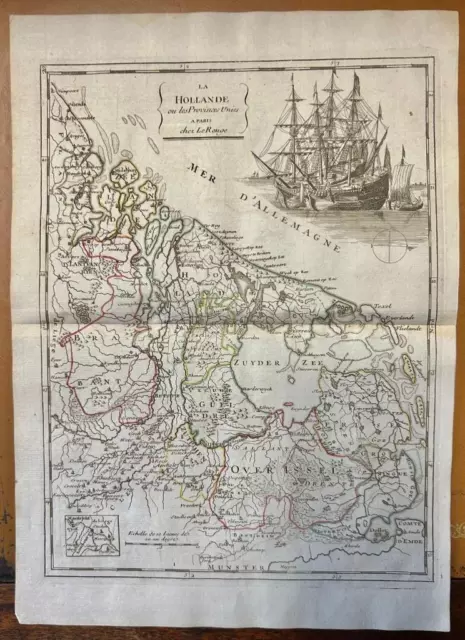 Netherlands 1756 Le Rouge Unusual Antique Original Copper Engraved Map