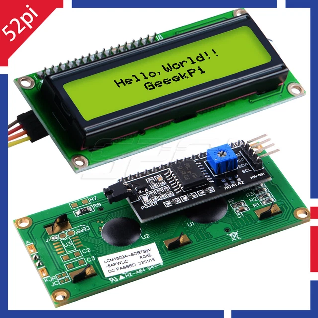 RASPBERRY PI I2C 1602 LCD Display Module 16X2 52Pi Yellow Backlight LCD