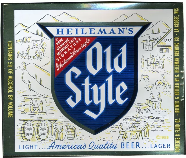 OLD STYLE FOIL PAPER LABEL G. HEILEMAN BREWING CO., LA CROSSE, WI. v 1950's