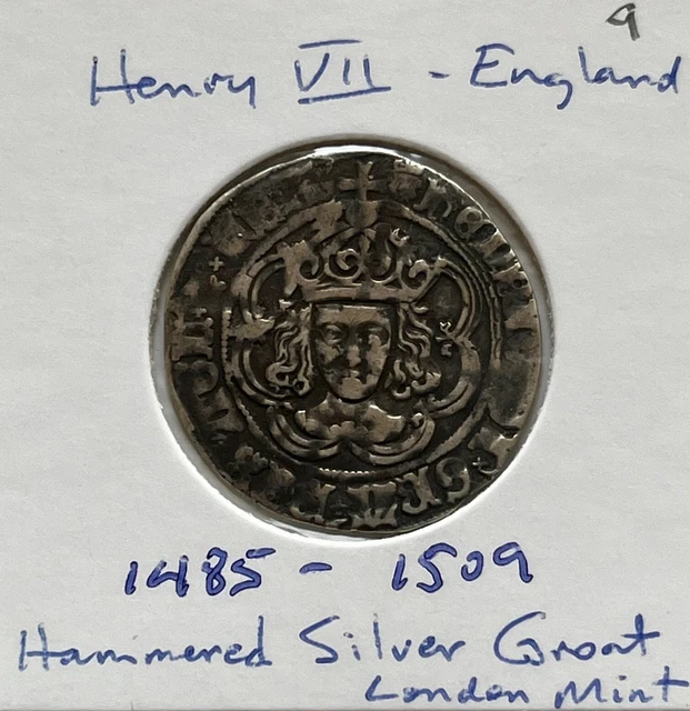 1485 - 1509 hammered Silver Groat English coin, Henry VII (e9)