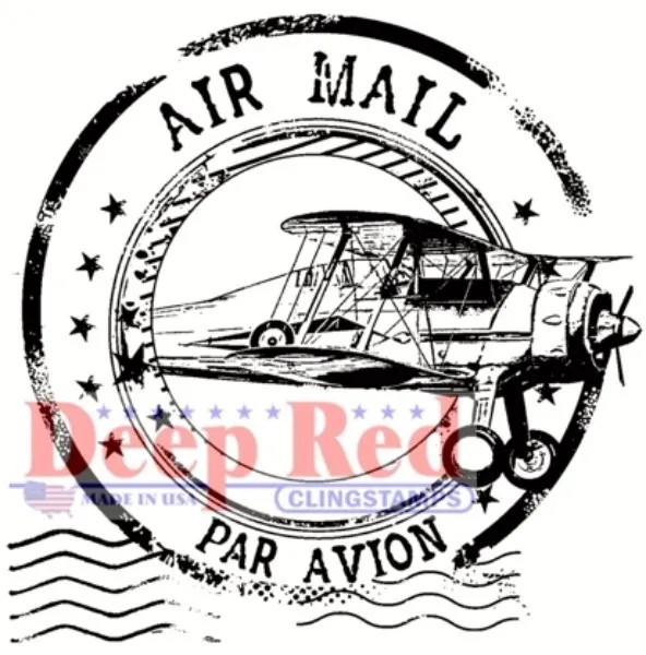 Deep Red Stamps Airmail Postmark Rubber Cling Stamp