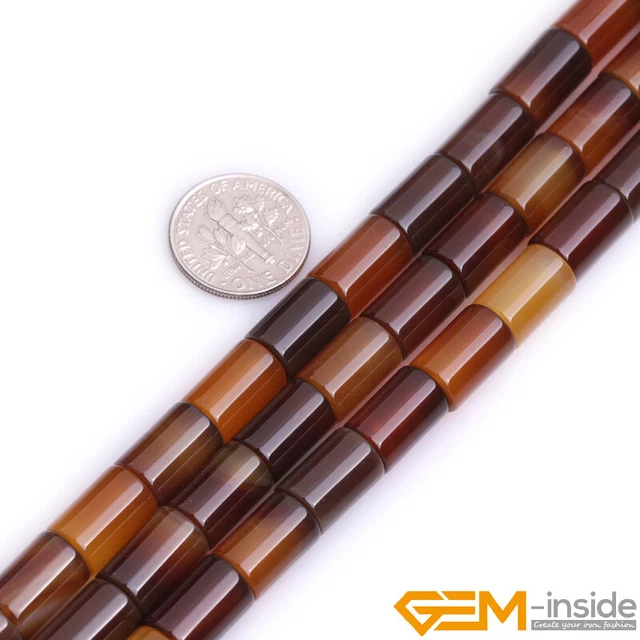 Natural Carnelian Agate Gemstone Tube Barrel Loose Beads For Jewelry Making 15"