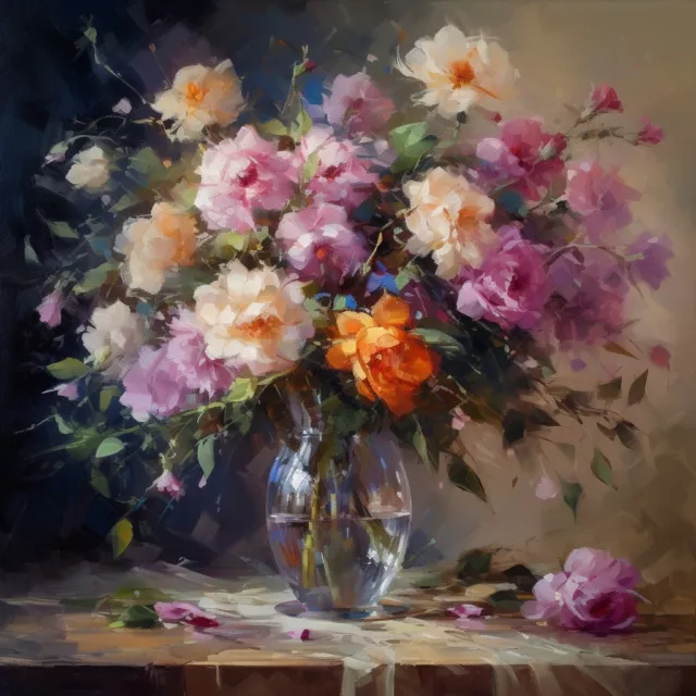 🎨💖 Superbe bouquet de fleurs - Oeuvre originale et unique 2