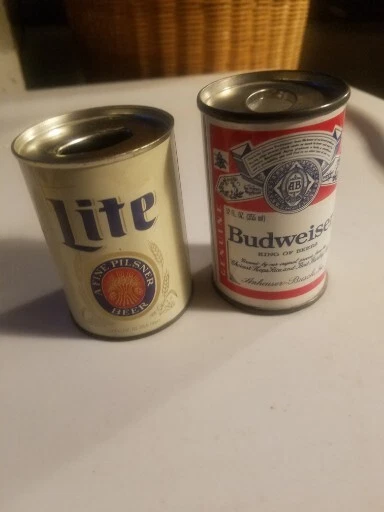 VINTAGE Lot  Mini BUDWEISER & Lite Metal Beer Can Bic Lighter Holders