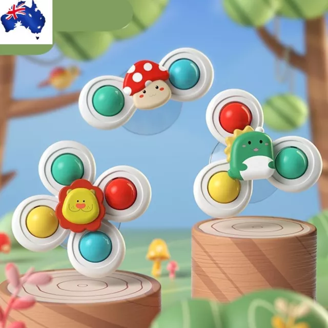 3PCS Suction Cup Spinner Toy Baby Bath Spinning Toy Fidget Bath Toy AU