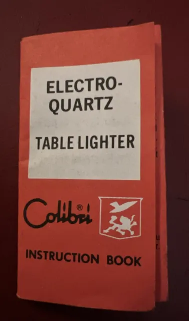 Colibri Electro-Quartz Table Lighter Vintage Instruction Pamphlet