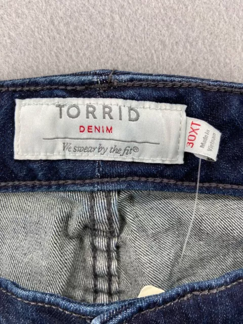 Nuevo Torrid Jeans Mujer Talla 30XT Plus Pierna Recta Lavado Oscuro Elástico 5 Bolsillos 2