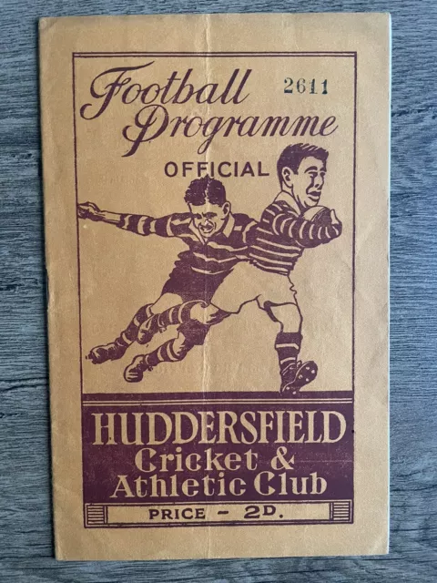 Wartime Rugby League Programme Huddersfield Wakefield Trinity 26th October 1940