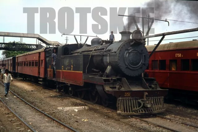 35mm Slide INDIA Indian Railways Steam Loco 351 Botad c1976 Original